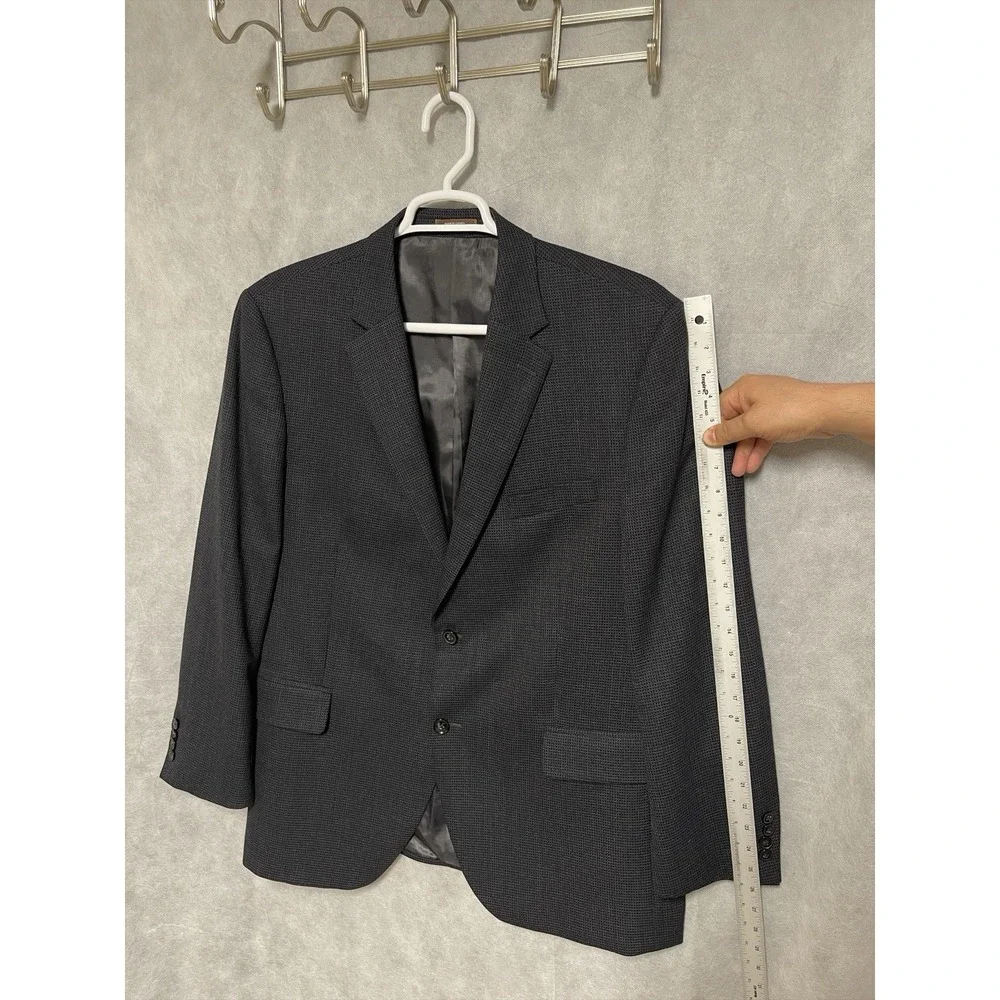 Peter Millar Blazer Men 46R‎ Blue Gray Micro Check Flannel Textured Coat Luxury